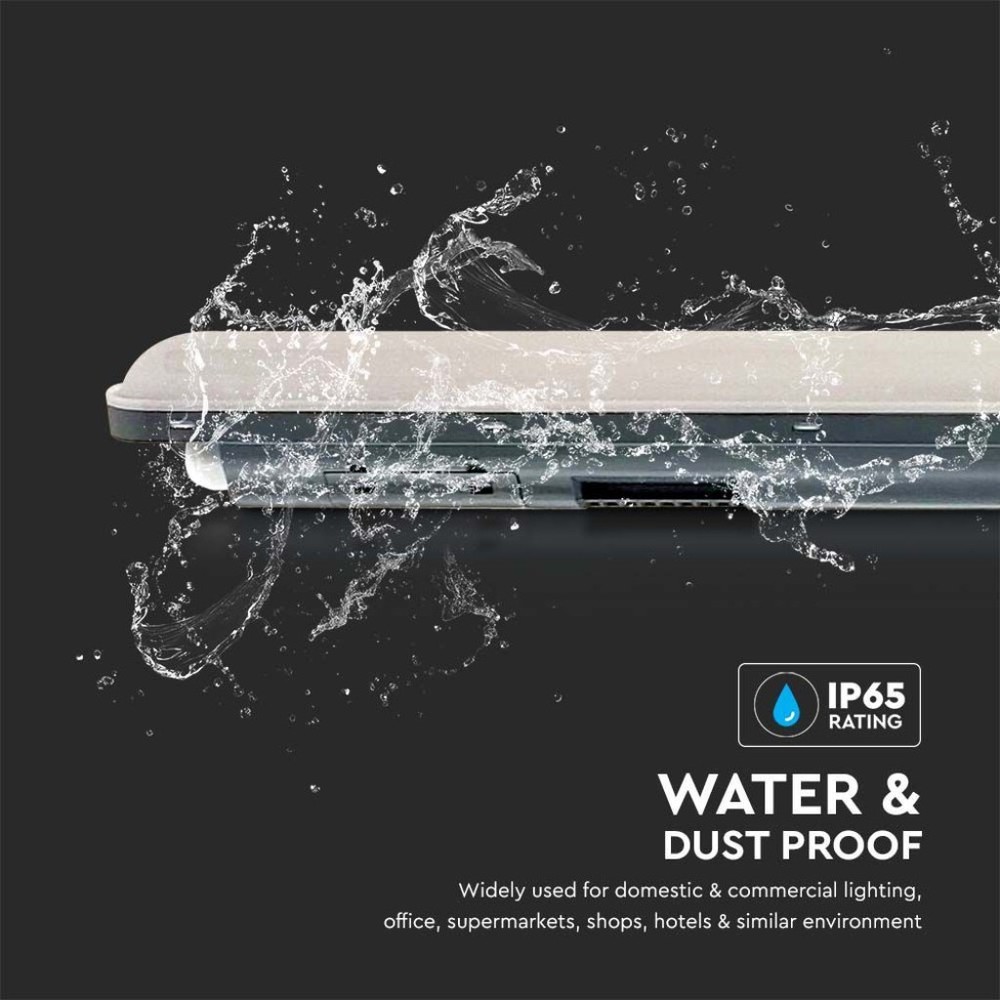 V-Tac Vandtæt LED Armatur - 120 cm, 4320lm, 36W, RA80, IP65