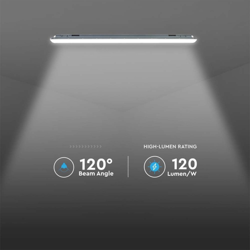 V-Tac Vandtæt LED Armatur - 120 cm, 4320lm, 36W, RA80, IP65