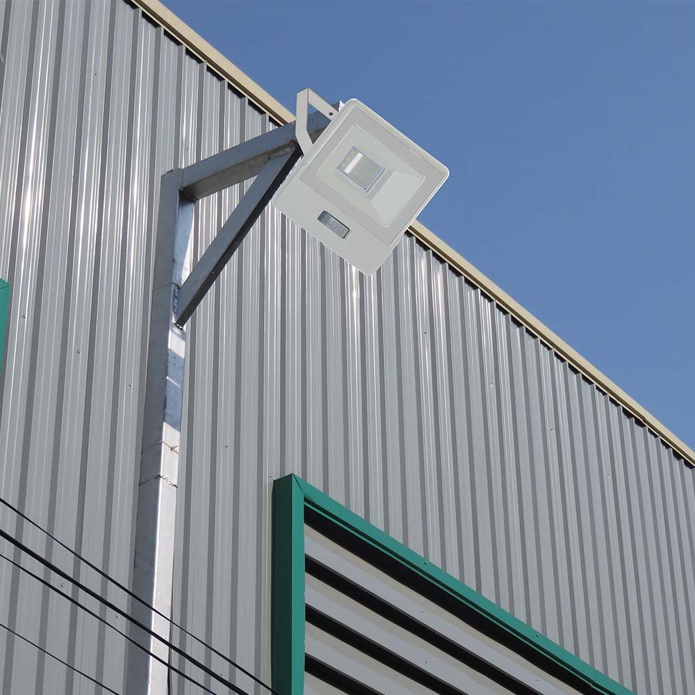 10W Projektør med PIR Sensor og Samsung Chip i Hvid Hus, 4000K, 1m Kabel