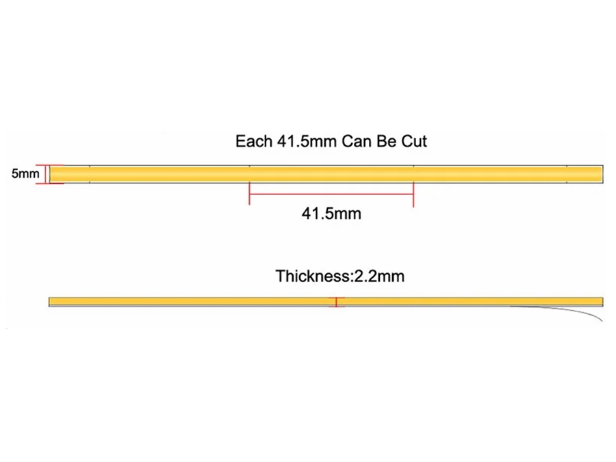COB LED strip (IP30) - 12V, 5mm, Gylden 2200K (5 meter)