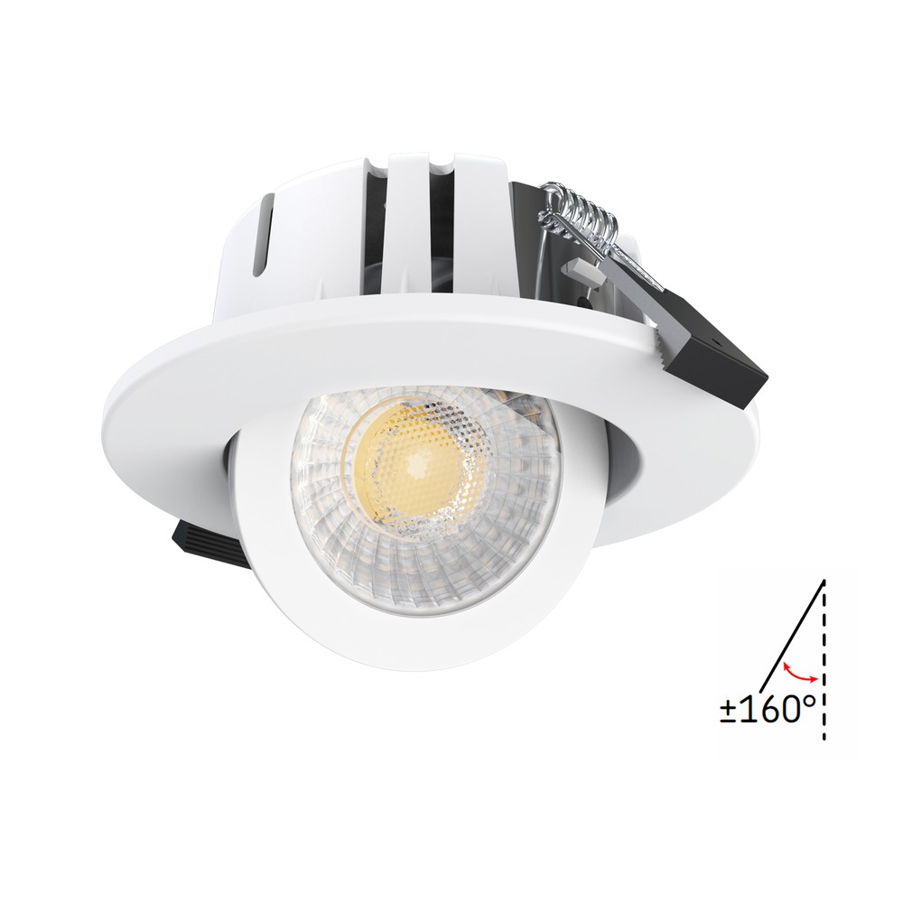 LEDlife Dim2Warm+CCT indbygningsspot - Roterbar, Ø8,3 cm, 7W, hvid kant, dæmpbar, 230V, RA96