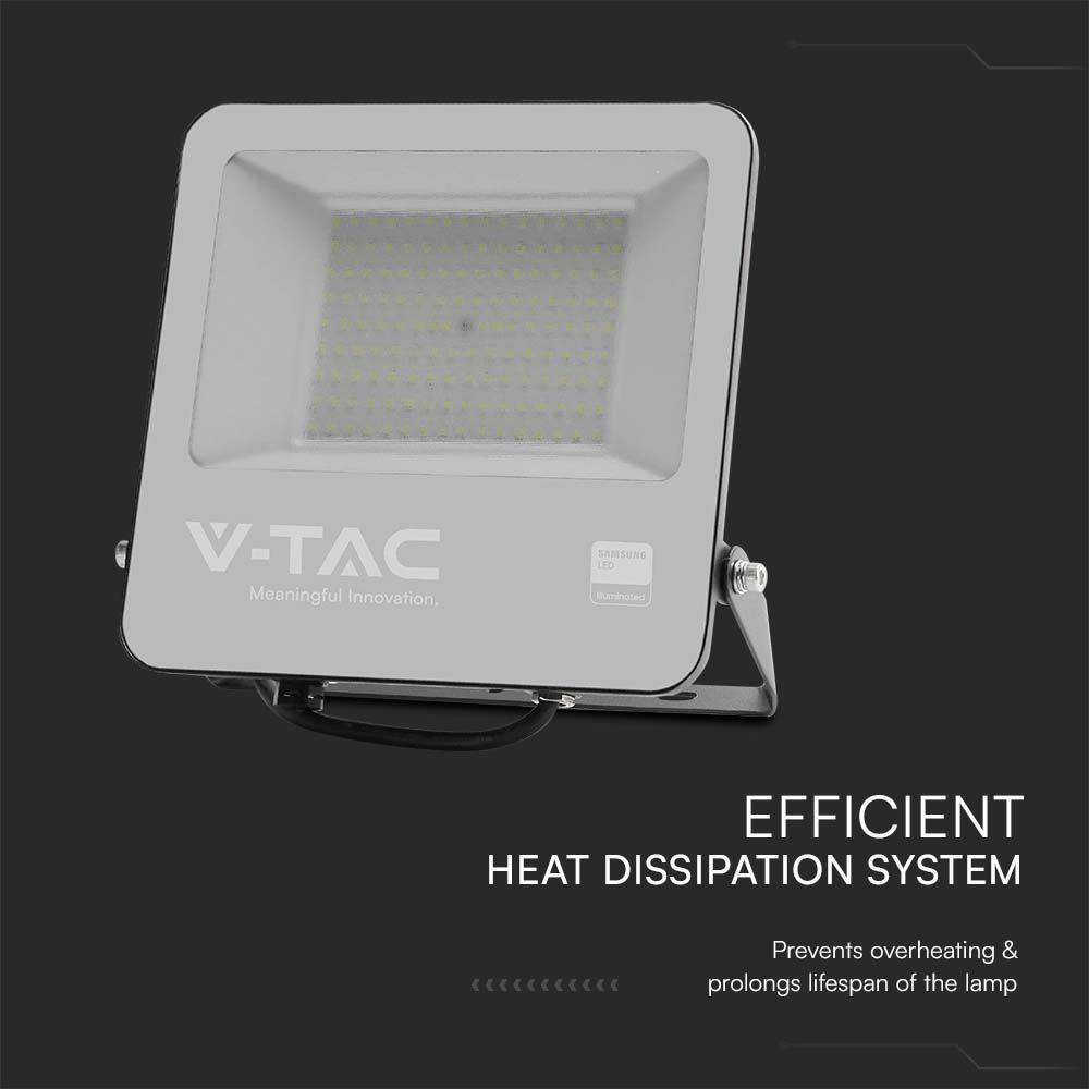 V-Tac 200W LED projektør, Samsung LED chip, 22960lm, IP65, udendørs brug