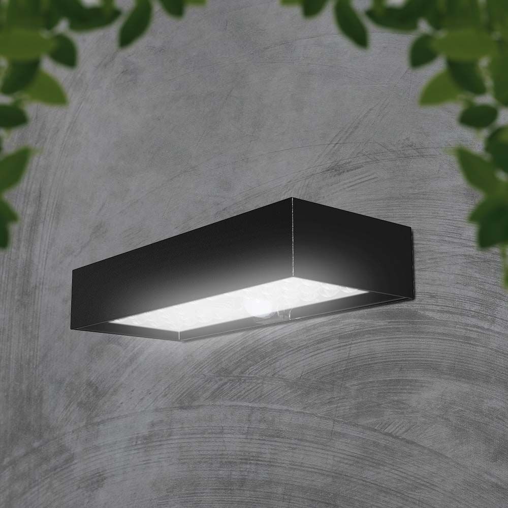 Solcelle Væglampe - Mursten, Lithium Batteri 3.7V 3000mA, 4000K, Sort