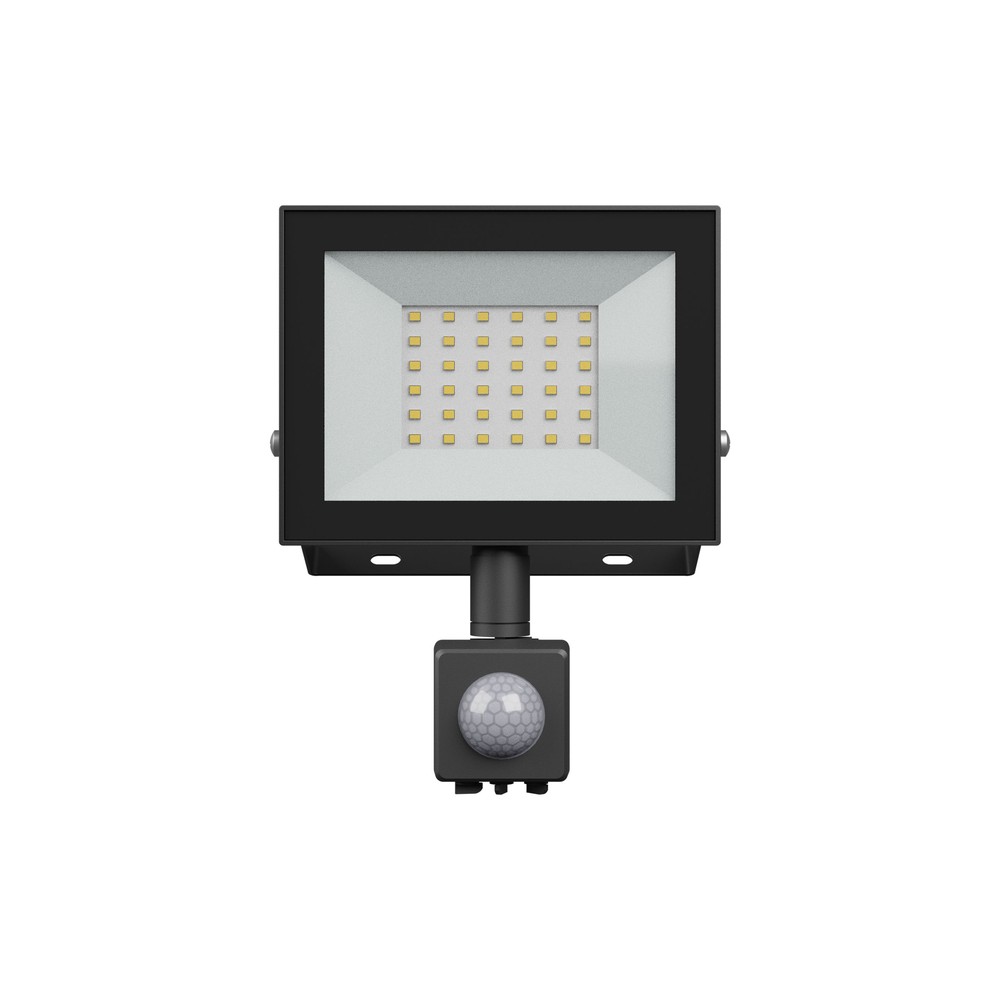 Noctis Lux 4 projektør 30W varm hvid med PIR sensor - Sort, IP44, 230V, 2500lm, RA70 - 141x185x53mm