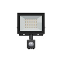 Noctis Lux 4 projektør 30W varm hvid med PIR sensor - Sort, IP44, 230V, 2500lm, RA70 - 141x185x53mm