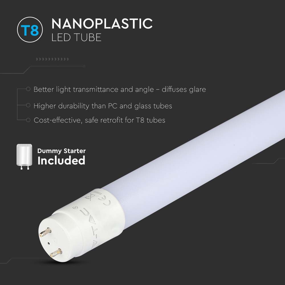 20W LED Rør 150cm G13 - T8, Plastik, 6500K, Ikke Roterbar.