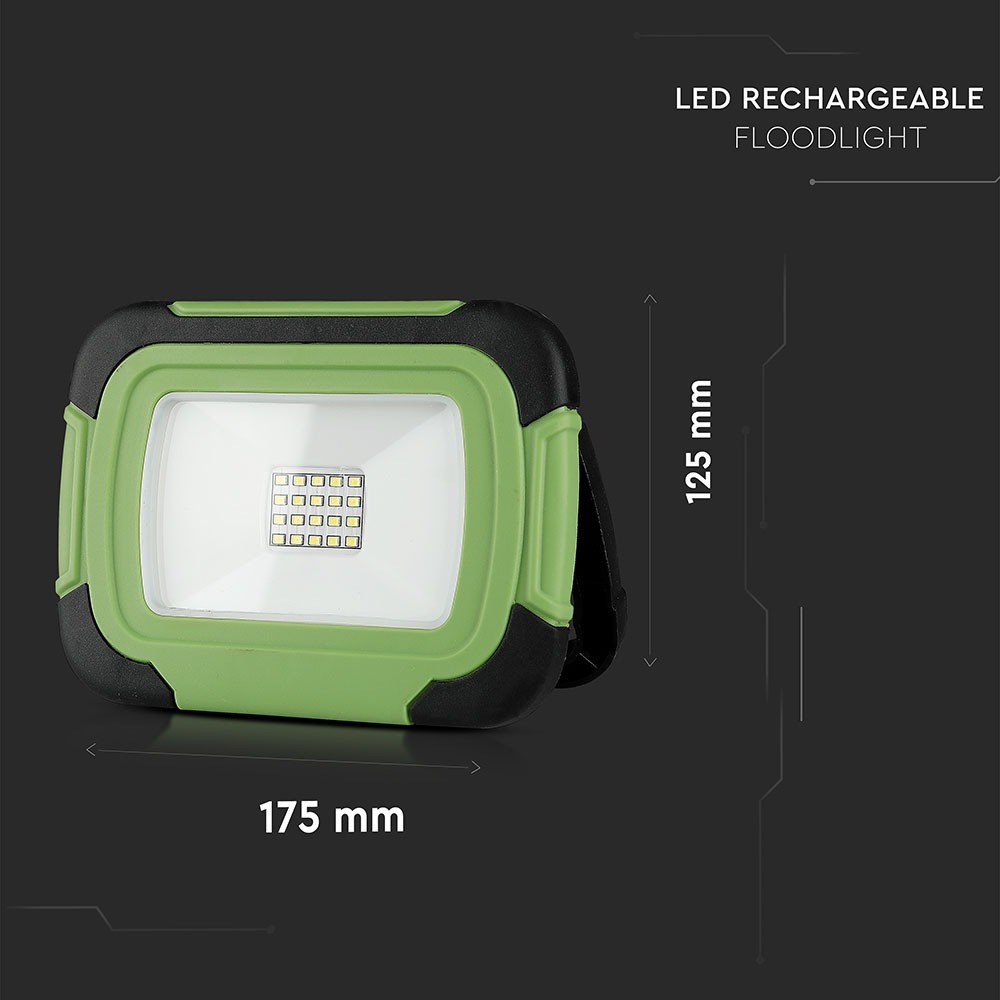 Genopladelig LED projektør med Samsung Chip og 10W - 6400K lysstyrke samt SOS Flash til enhver nødsituation