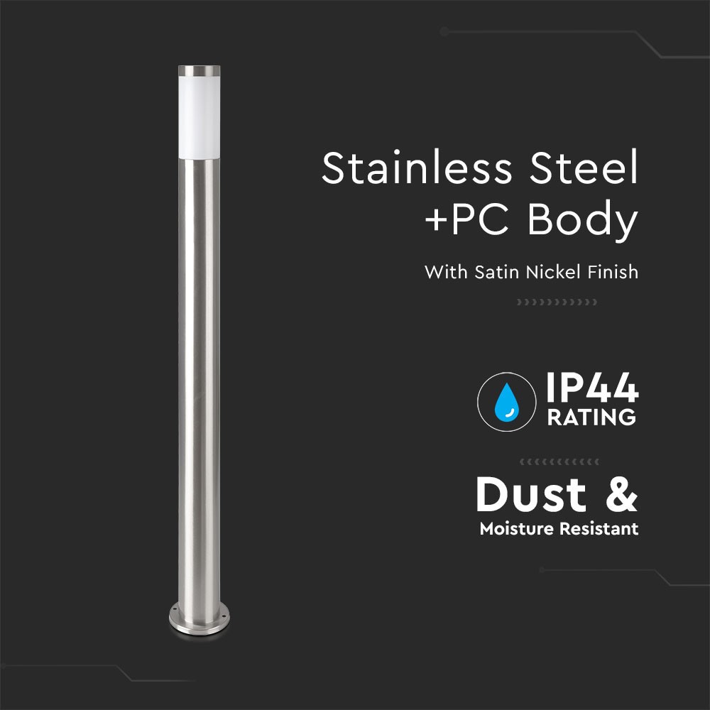 Udendørs pullertlampe i rustfrit stål (110 cm) med satin nikkel finish - IP44 beskyttet