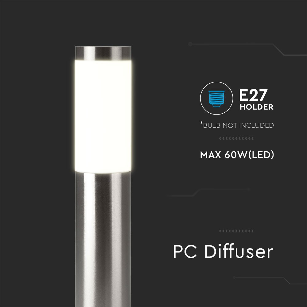 Udendørs pullertlampe i rustfrit stål (110 cm) med satin nikkel finish - IP44 beskyttet
