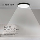 Sort rund LED kuppellampe, 18W, 3000K, IP44, RA80, 1830lm, sort ramme - 18W kuppelampe, LED, 3000K, rundt, sort, ramme, IP44