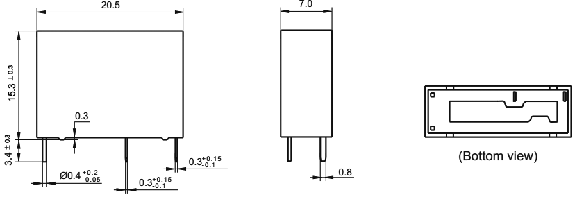 Miniature relæ - 12VDC / 7A, 1 x slutte (SPST-NO), 4-ben 7mm