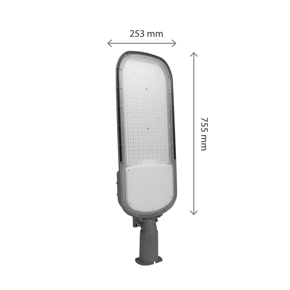 Gadebelysning Streetos 2 200W - Neutral hvid, 230V, 145/75°, IP65, IK09, grå, skumringssensor