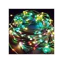 5 meter RGBIC LED lyskæde med 50 LED, grøn ledning, fjernbetjening og bluetooth - 230V