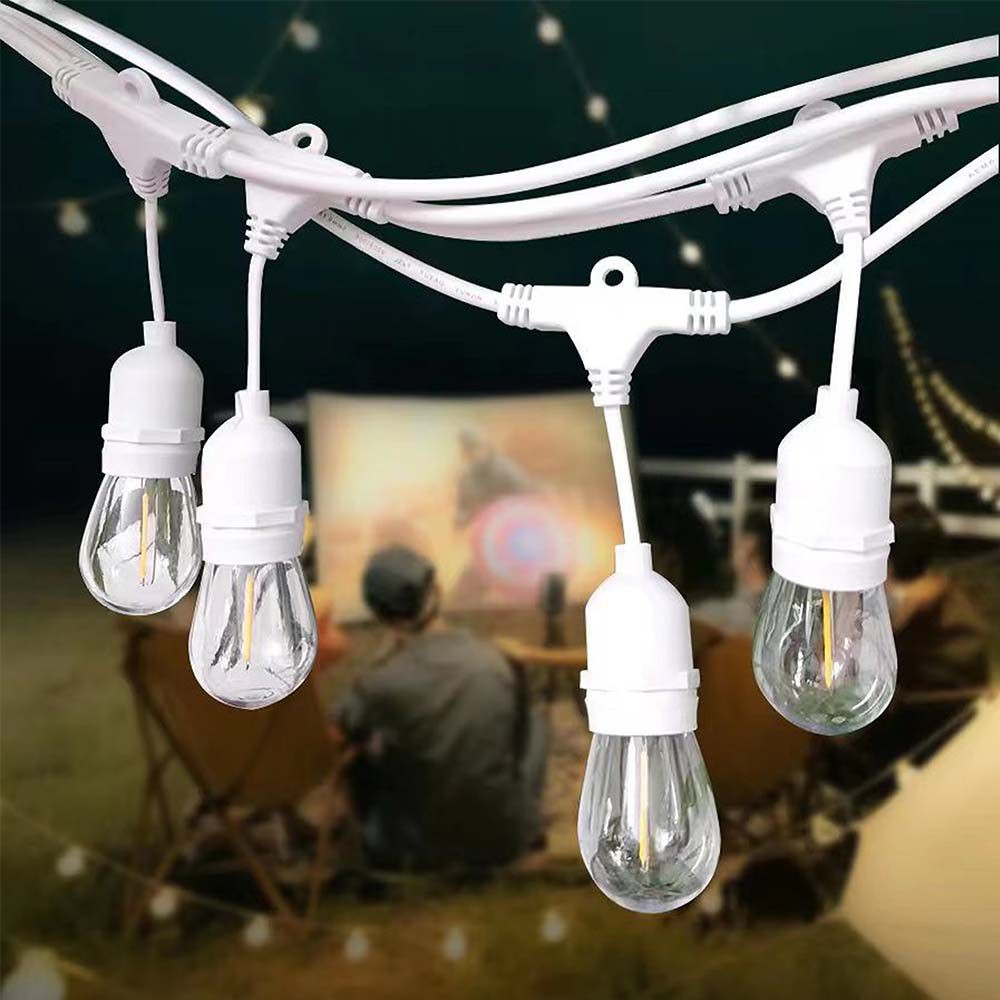 LED Lyskæde med Euro stik og hvid WP fatning til udendørs brug - perfekt til at skabe hyggelig belysning rundt om huset