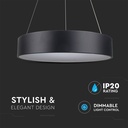 V-Tac 30W LED lysekrone - Sort, blødt lys, dæmpbar, varm hvid, inkl. lyskilde - 3 års garanti