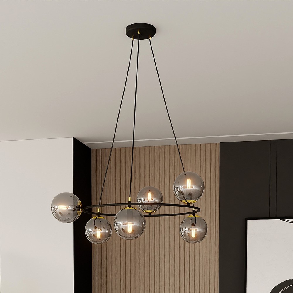 Azura 6 Sort/Grafit pendellampe - Ø14 cm, E14, 230V, uden lyskilde - Max 10W