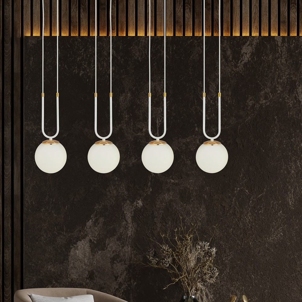 Glam 4 Hvid/Opal Pendellampe - Ø15 cm, E14, 230V, Max 10W (Lyskilde ikke inkluderet)