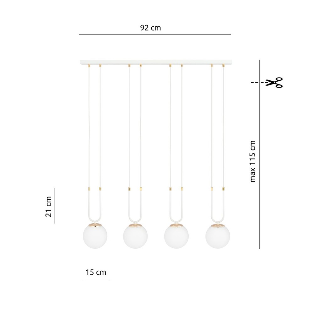 Glam 4 Hvid/Opal Pendellampe - Ø15 cm, E14, 230V, Max 10W (Lyskilde ikke inkluderet)