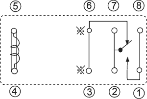 Vertikalt relæ - 12VDC 16A, 1 x skifte (SPDT), 8-ben (5mm)