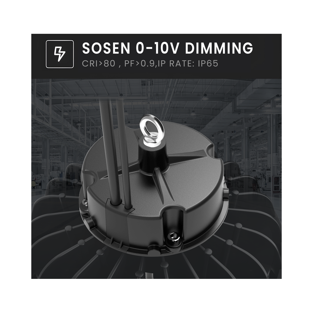 200W LED højtbay med 150lm/w, IP65, Sosen driver, 0-10V dæmpbar, 5 års garanti