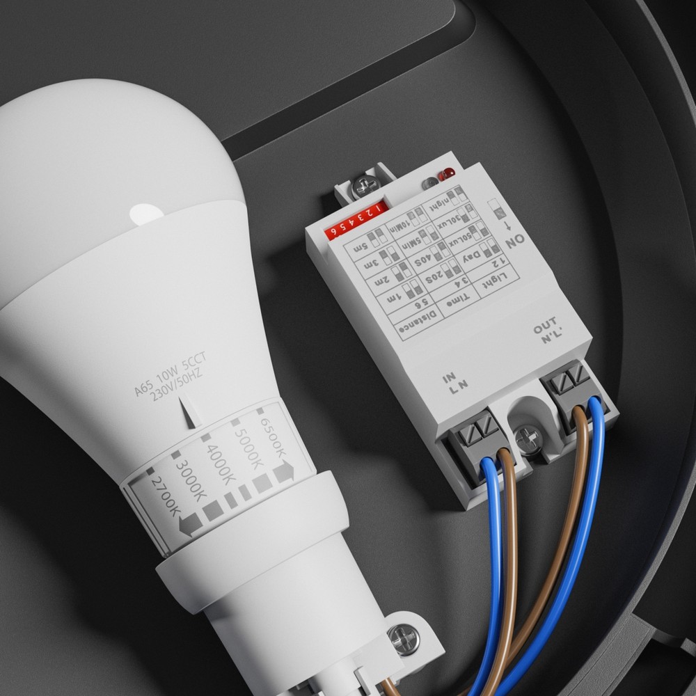 Sort Nymphea sensorlampe 230V E27 - rund, Omni, Sense, IP65, IK08