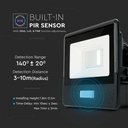 10W LED Projektør med PIR Sensor, Samsung Chip, 4000K, Sort Hus - Energibesparende belysning til udendørs brug