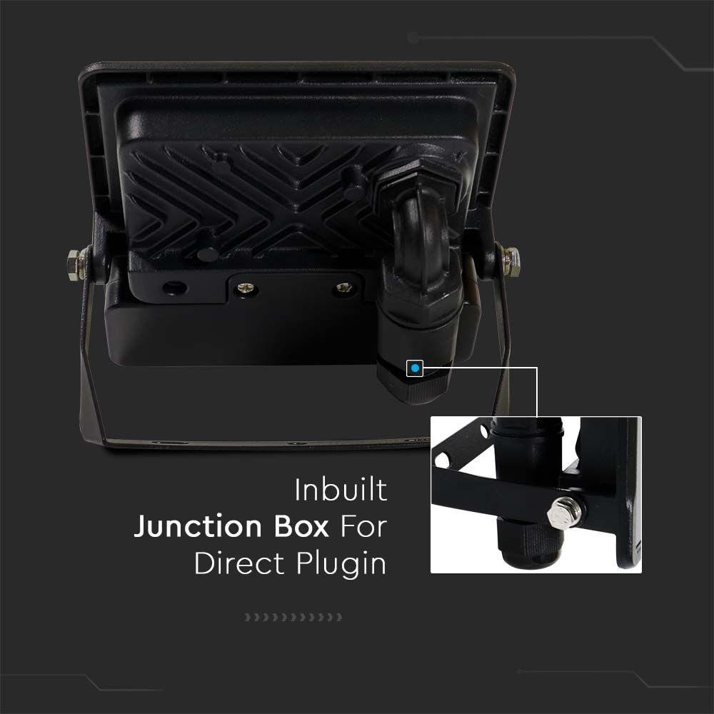 10W LED Projektør med PIR Sensor, Samsung Chip, 4000K, Sort Hus - Energibesparende belysning til udendørs brug