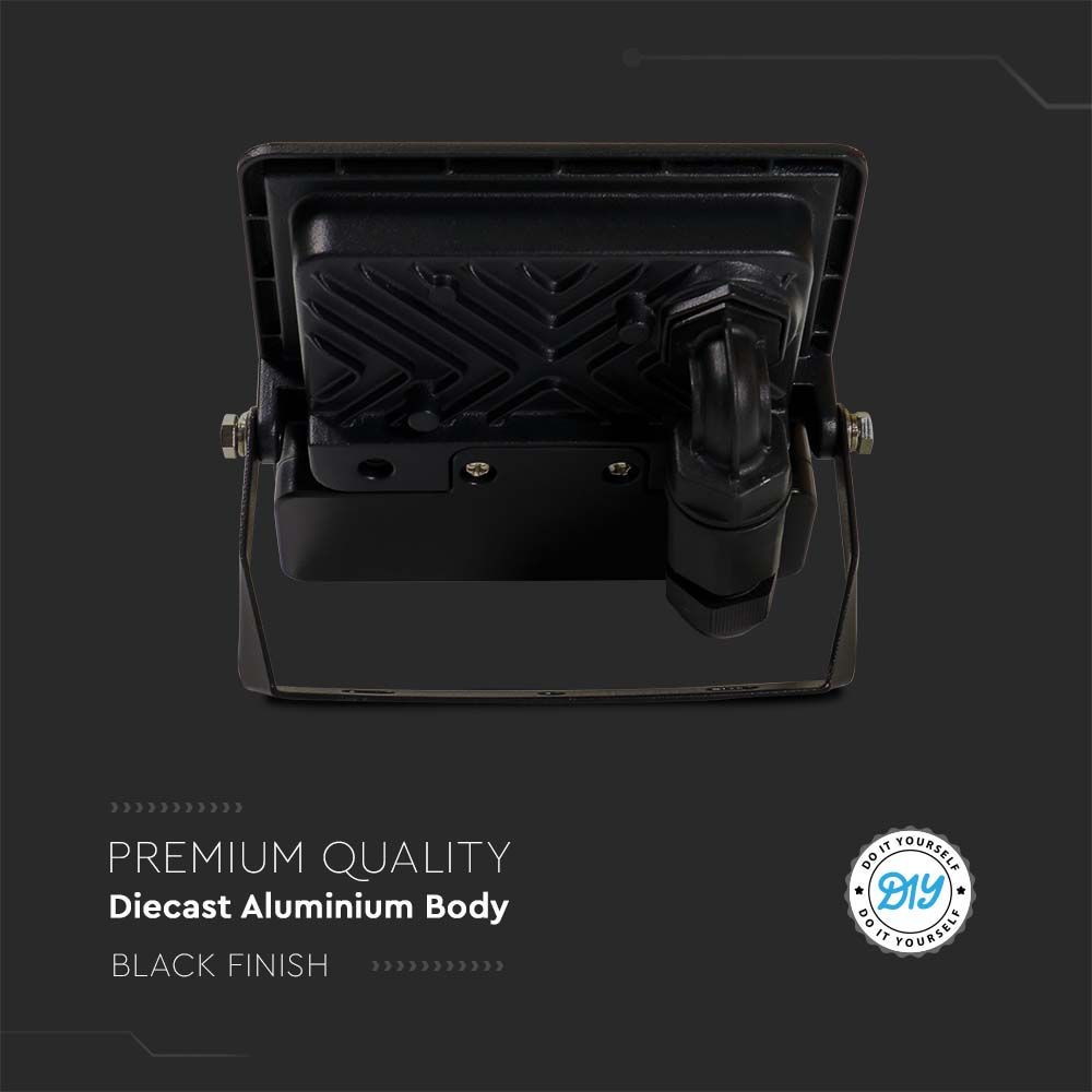 10W LED Projektør med PIR Sensor, Samsung Chip, 4000K, Sort Hus - Energibesparende belysning til udendørs brug