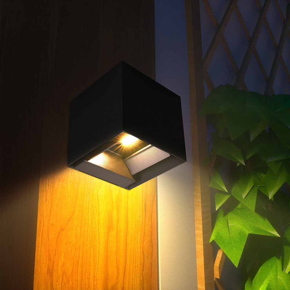 9W Solar Væglampe med LED, PIR sensor og 3i1 funktion, sort hus, vejr- og vandtæt IP65