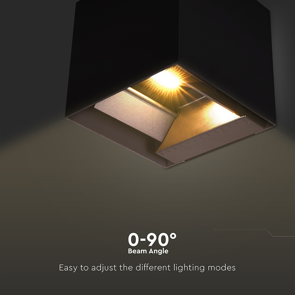 9W Solar Væglampe med LED, PIR sensor og 3i1 funktion, sort hus, vejr- og vandtæt IP65