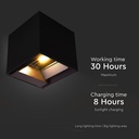 9W Solar Væglampe med LED, PIR sensor og 3i1 funktion, sort hus, vejr- og vandtæt IP65