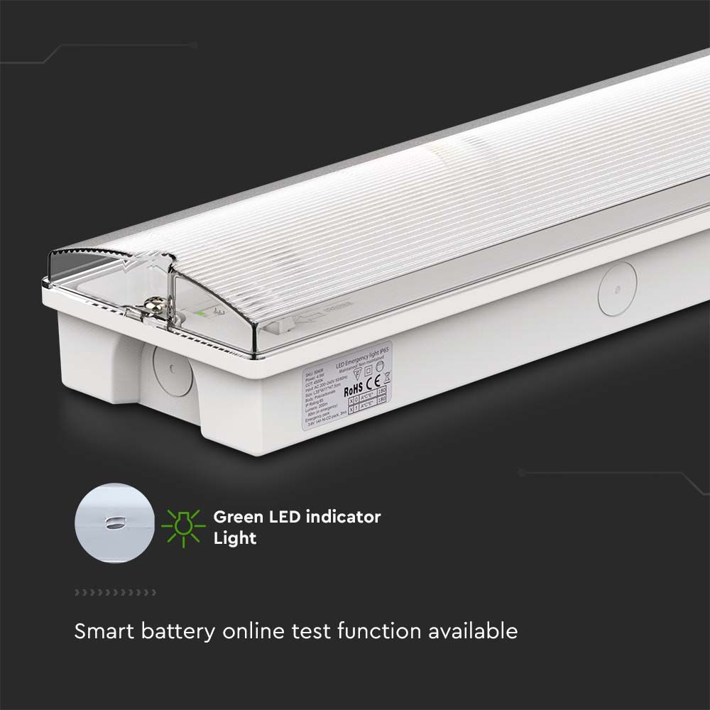 Nødudgangslys med LED og selvtestknap i 6400K - Energibesparende og pålidelig belysning til sikre evakueringer