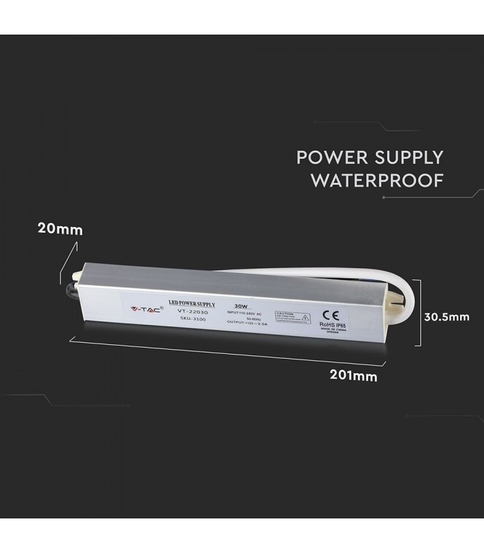100W strømforsyning - 12V DC, 8A, IP65 vandtæt