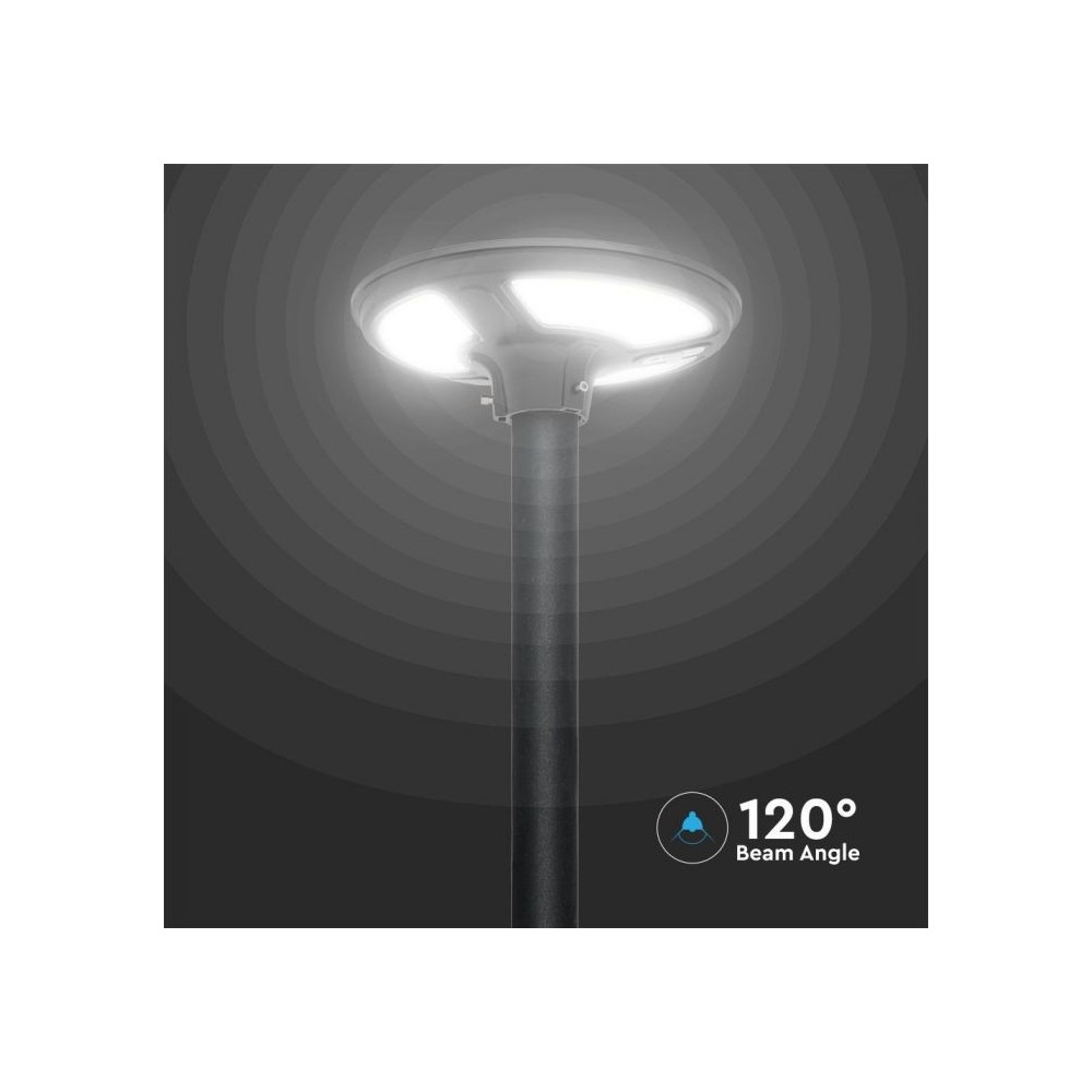 V-Tac 7.5W Solcelle Havelampe LED - Sort, Ø42 cm, med solcelle, sensor og IP65