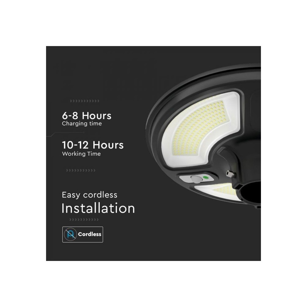 V-Tac 7.5W Solcelle Havelampe LED - Sort, Ø42 cm, med solcelle, sensor og IP65