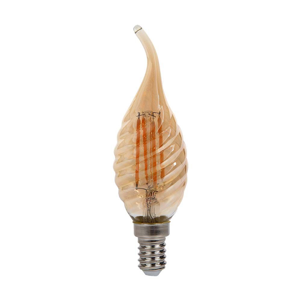 4W Twisted Kertepære E14 med Amber Dæksel og Spids Form - 2200K, 350lm, RA80