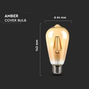 8W LED-pære E27 ST64 med amberbelægning og kultråd i 2200K varm hvidt lys med 720lm og RA80
