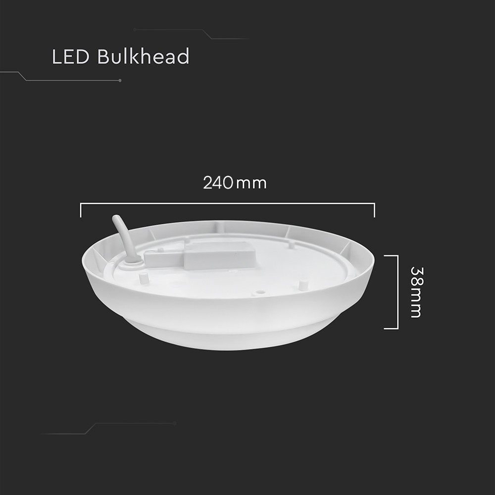 24W Væglampe med 2500lm - 240mm, 3000K, RA80, IP54 - Ideel til udendørs belysning