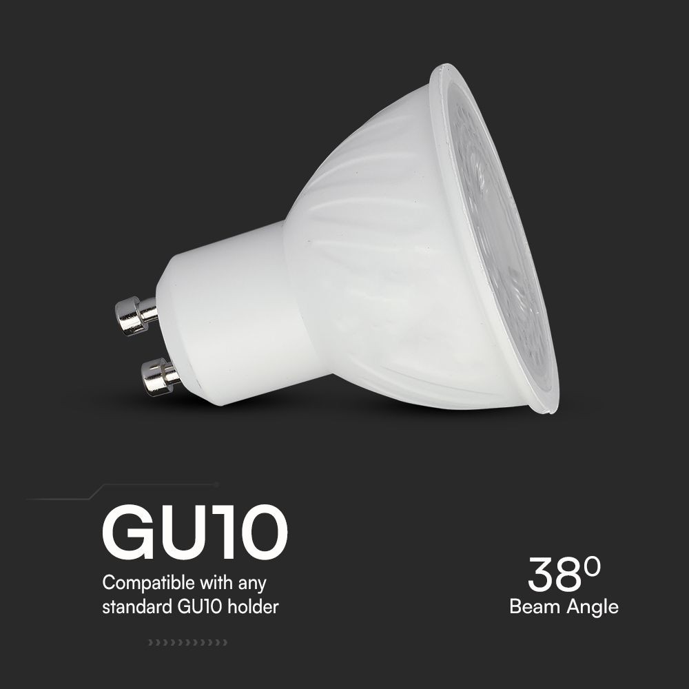 Plastik Spotlight med Linse, Samsung Chip, 6W GU10, 4000K, 445lm, RA80, 5 års garanti