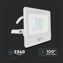 30W Projektør med PIR Sensor, Samsung Chip, 1m Kabel, 4000K, Hvid Hus - Ideel til udendørs belysning