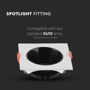 GU10 lampe i firkantet hvid ramme med sort reflektor - V-Tac Pro serie med 3 års producent garanti.