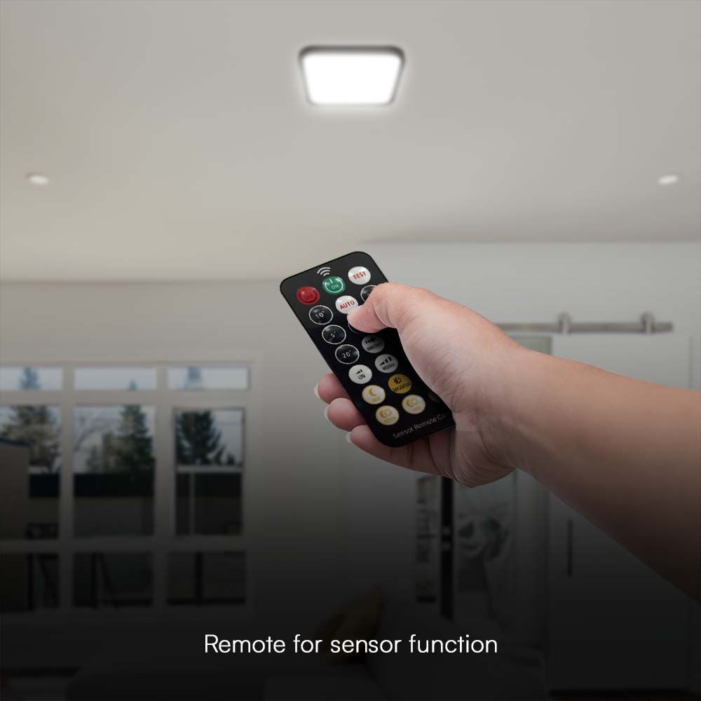 36W LED Dome Loftlampe med Lys Sensor, Samsung Chip, 4000K, Firkantet, Sort Ramme, IP44 Vandtæt