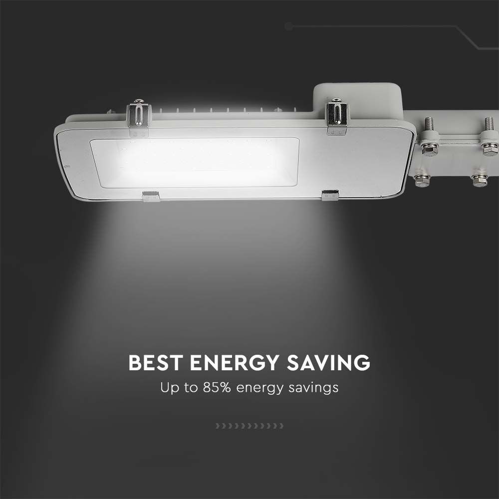 30W LED vejlygte med Samsung chip, 4000K, grå hus, 3000lm, RA80, IP65, 5 års garanti