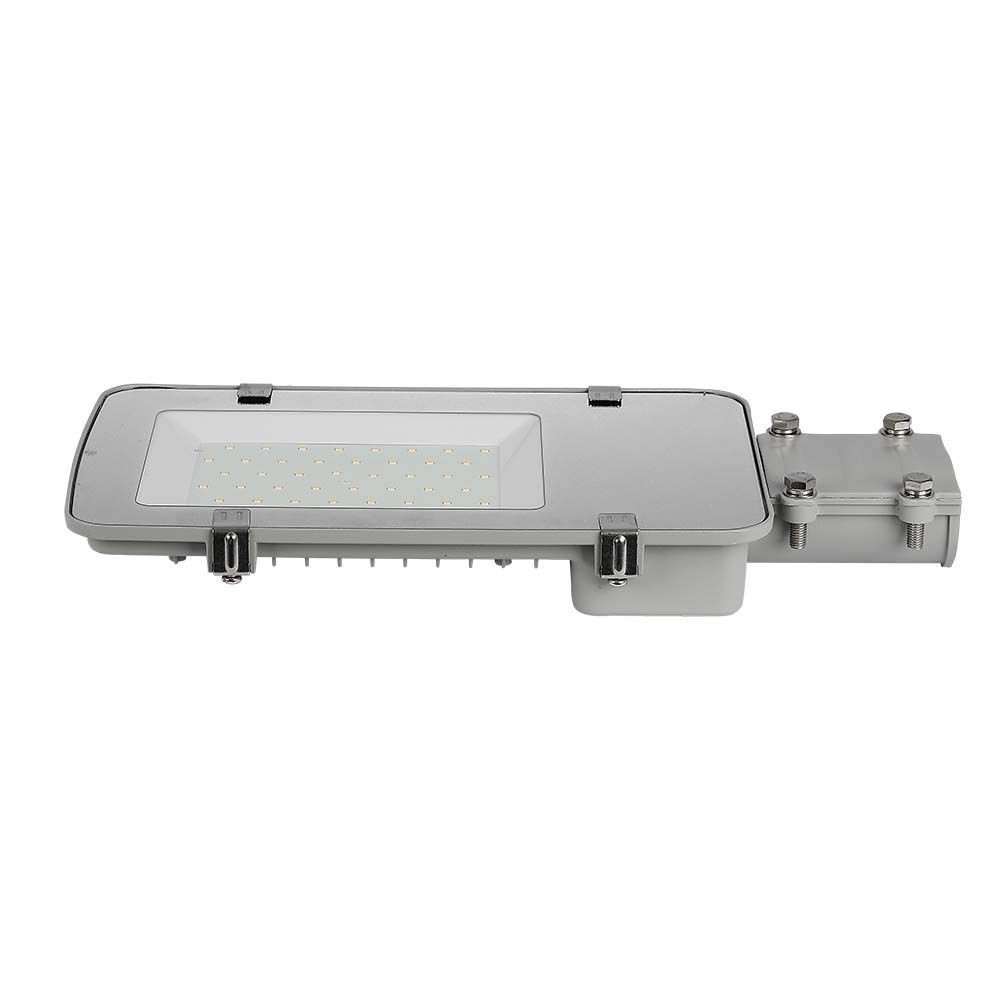 30W LED vejlygte med Samsung chip, 4000K, grå hus, 3000lm, RA80, IP65, 5 års garanti