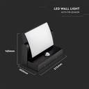17W LED Væglampe med Sensor, 3000K, Sort, IP65 - Udendørs væglampe med bevægelsessensor og høj lysstyrke.