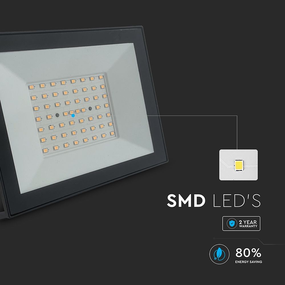 V-Tac 50W LED projektør - Arbejdslampe til udendørs brug, 4500lm, RA80, IP65