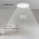 18W LED Dome Lys - Samsung Chip, 3000K, Rund, Hvid Ramme, IP44, 5 års garanti