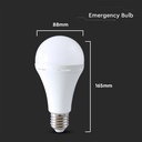 Nødplastlampe A90 med batteri og 15W E27 fatning, 3 timers drift, 4000K - 4000 Kelvin.