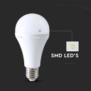 Nødplastlampe A90 med batteri og 15W E27 fatning, 3 timers drift, 4000K - 4000 Kelvin.