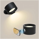Genopladelig væglampe CCT 4,5W Sort Rund 360° roterbar IP20 inkl. lyskilde 5V DC USB 450lm RA80